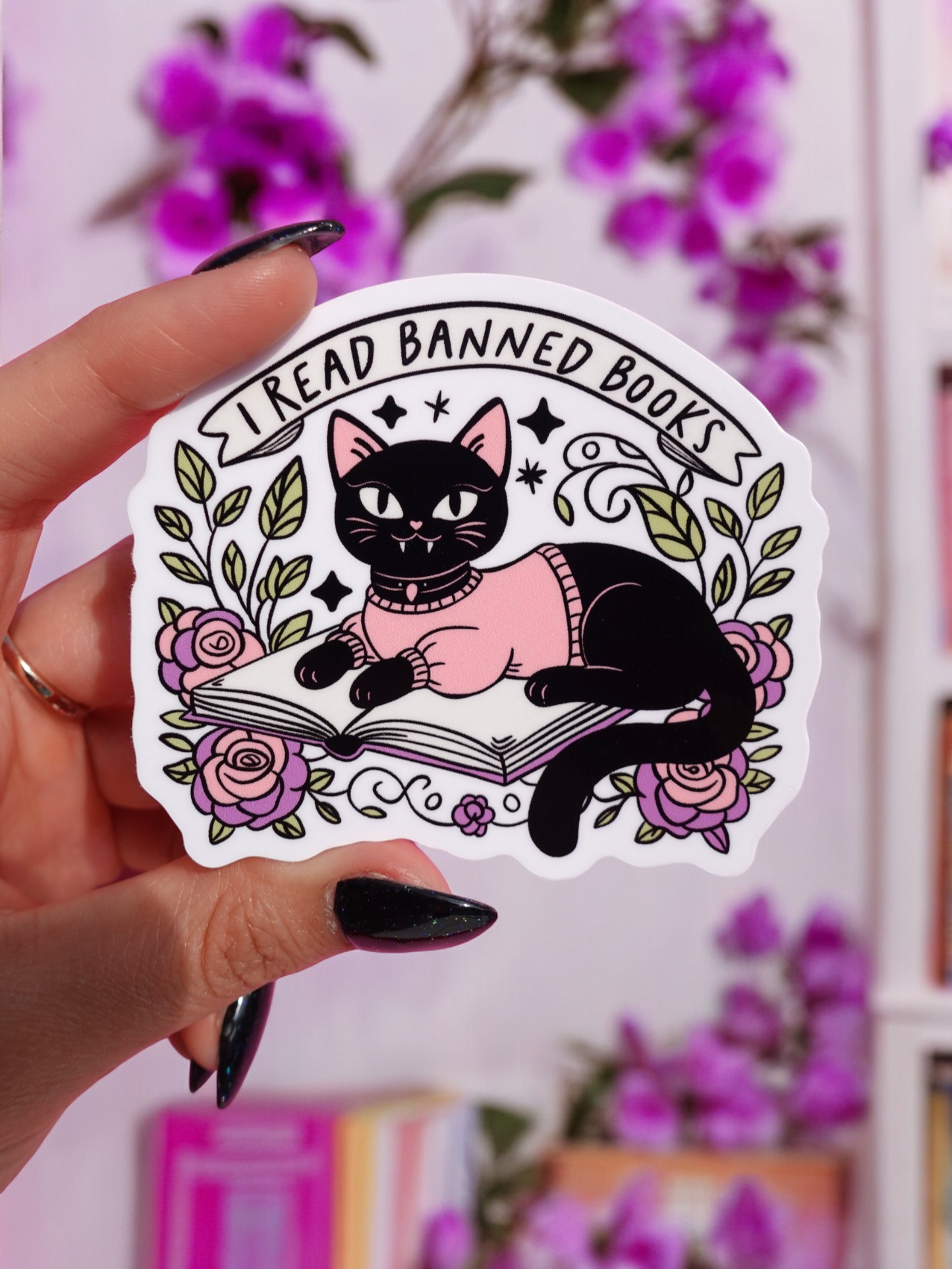 I Read Banned Books Sticker – Black Cat