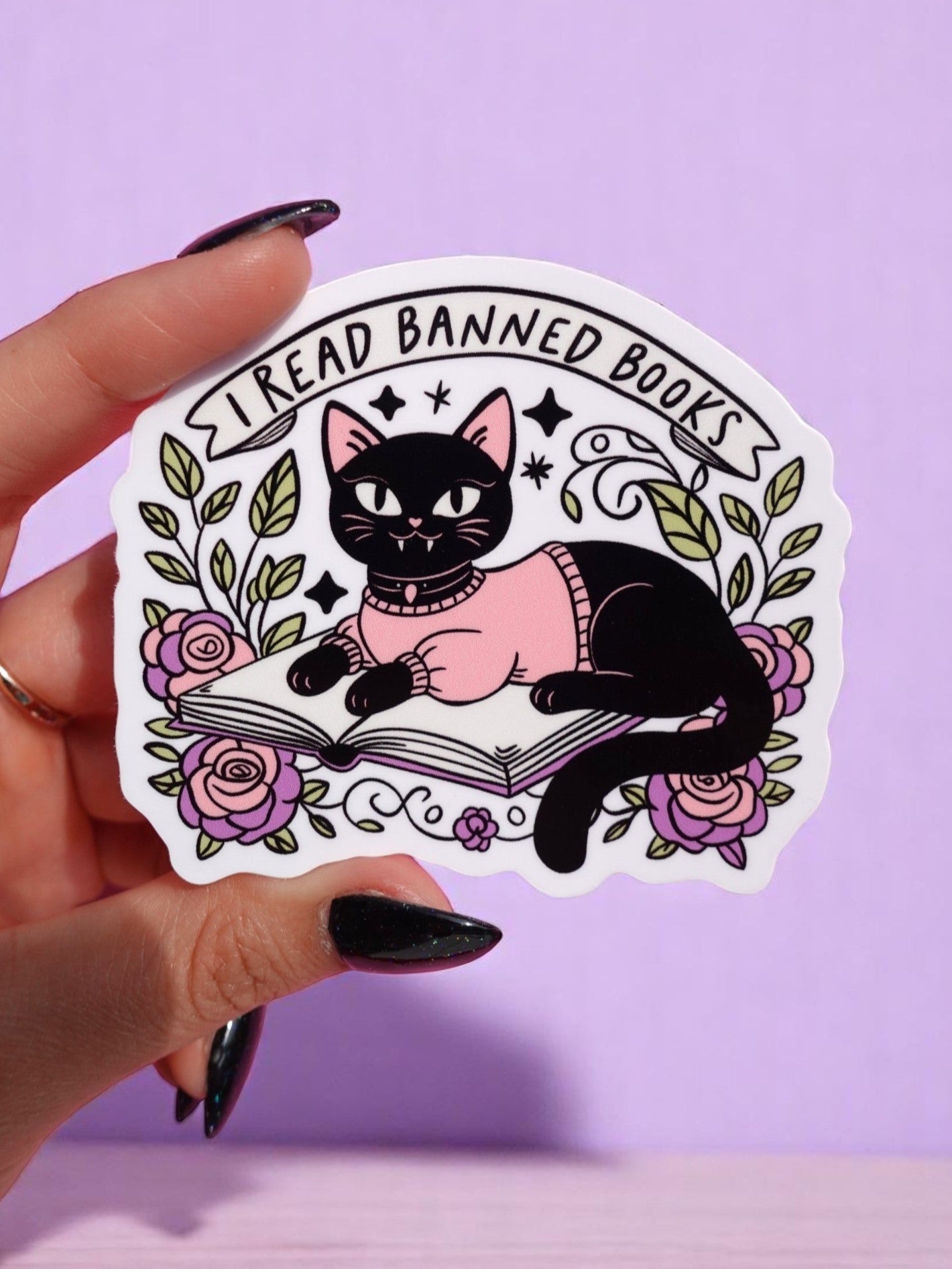 I Read Banned Books Sticker – Black Cat