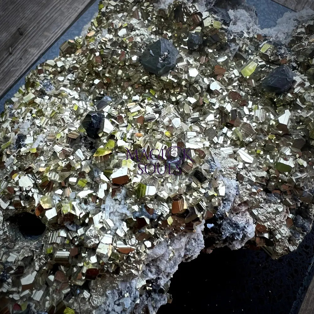 Large Grade AAA Peruvian Pyrite, mounted