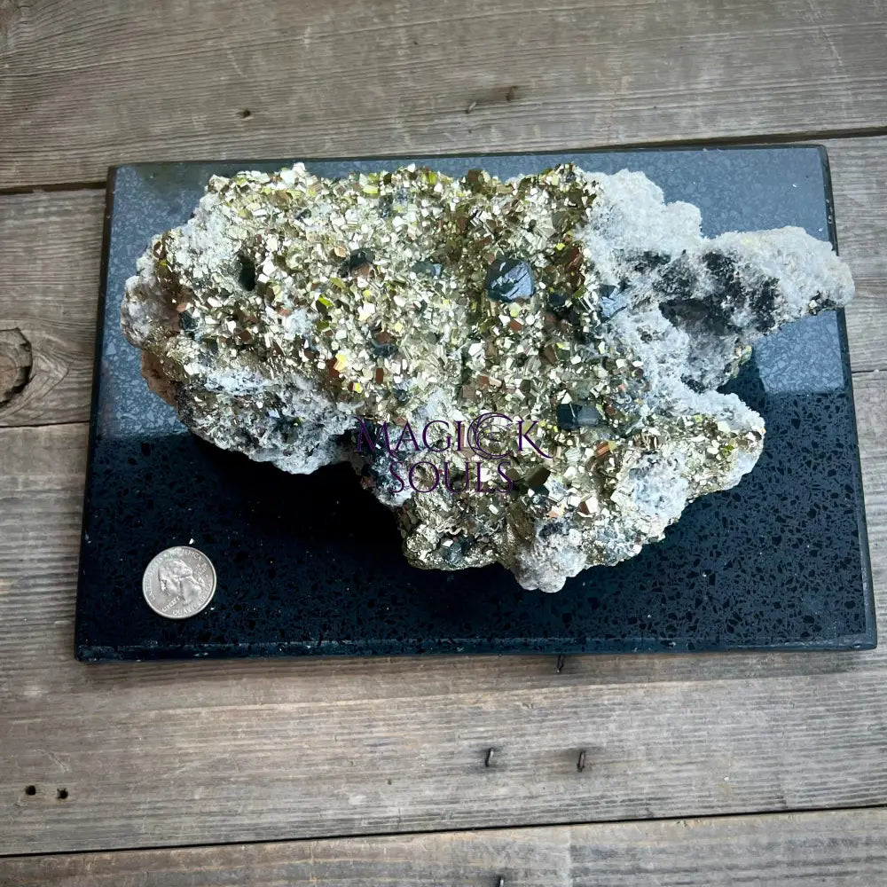 Large Grade AAA Peruvian Pyrite, mounted