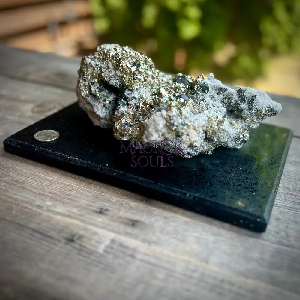 Large Grade AAA Peruvian Pyrite, mounted