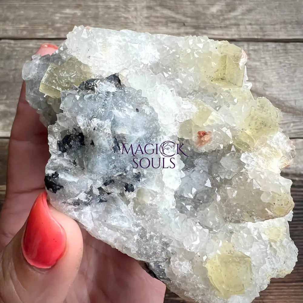 Large Yellow Fluorite with Quartz