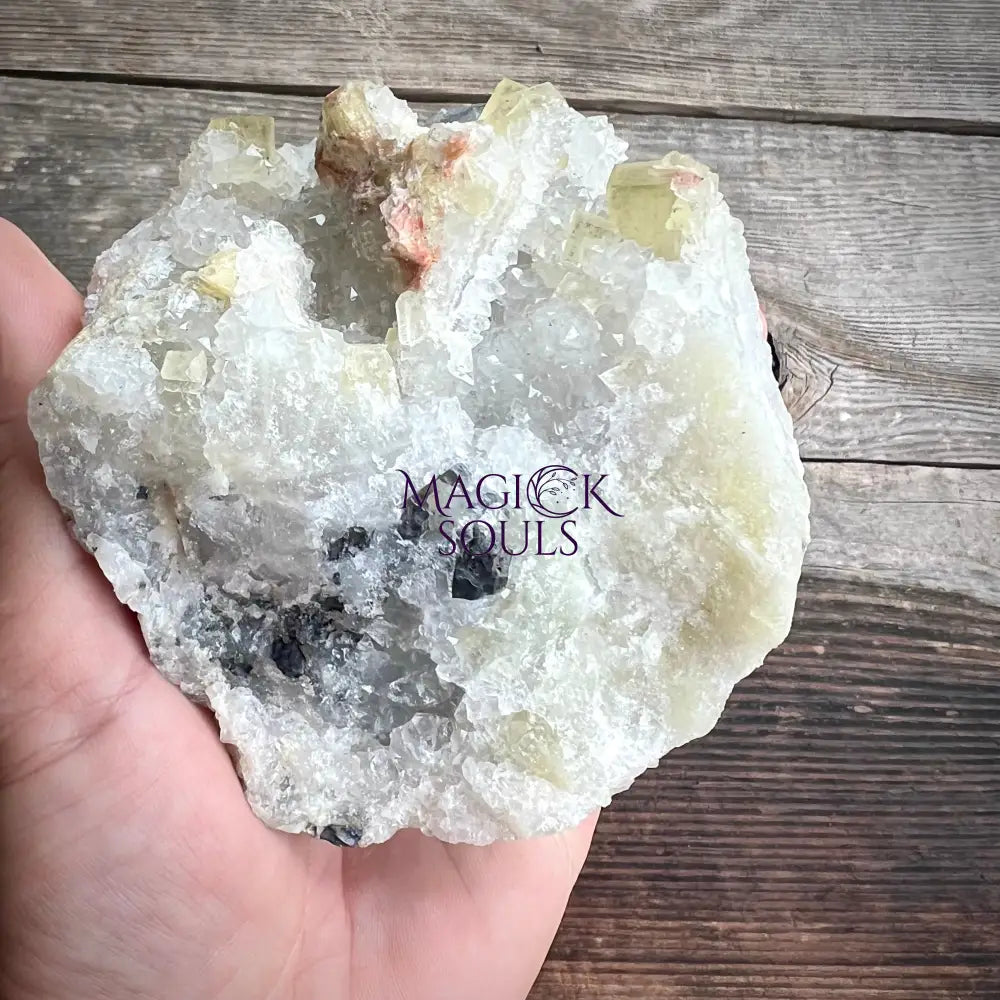 Large Yellow Fluorite with Quartz