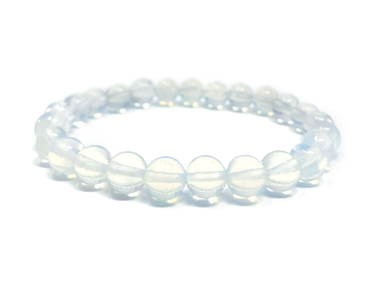 White Opalite Beaded Crystal Bracelet