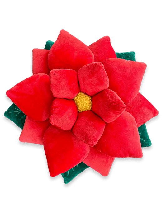 Poinsettia Pillow - Christmas Red
