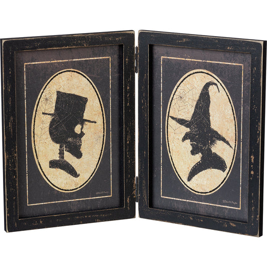 Witch & Skeleton Portraits Hinged Sign