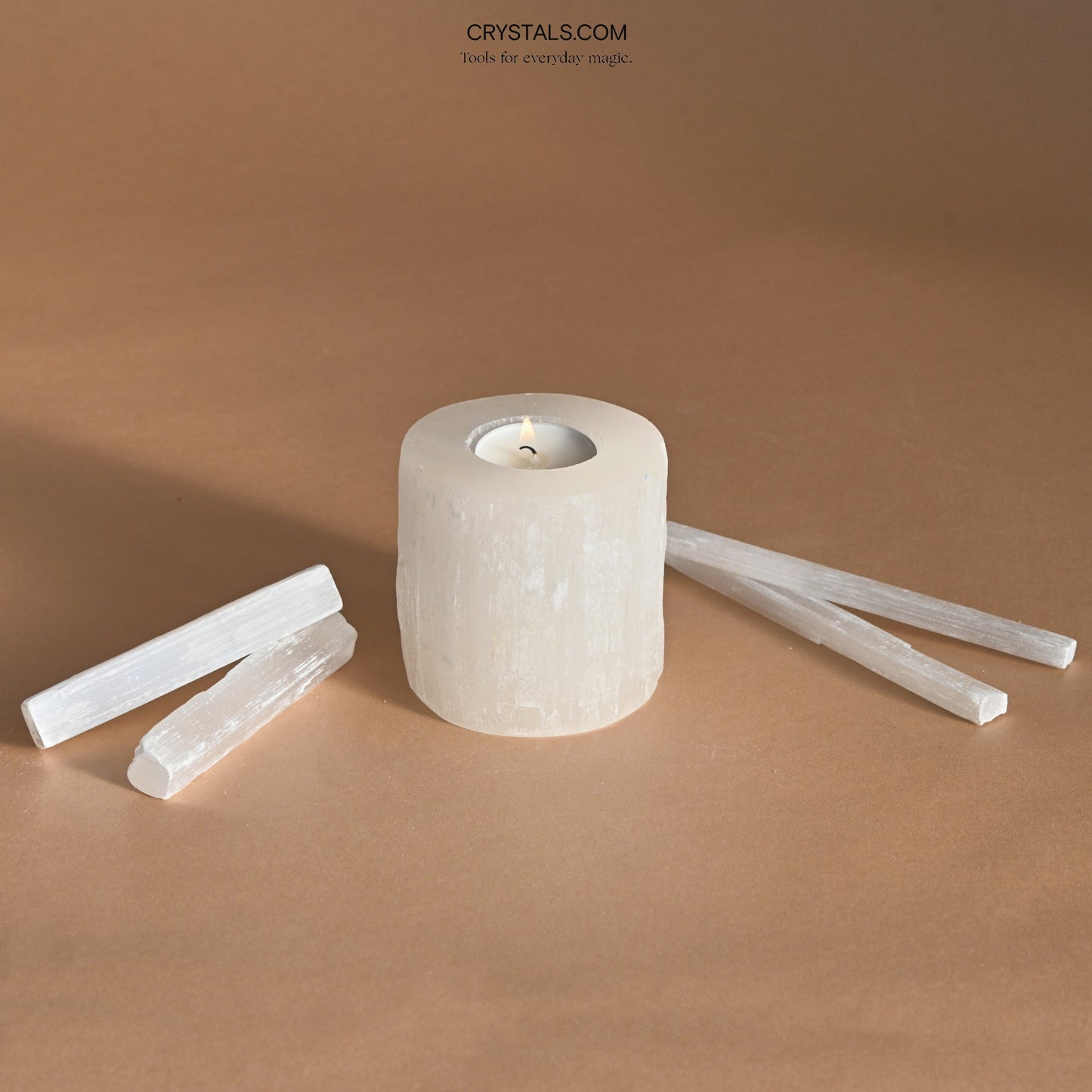 Lg Selenite Candle Holder