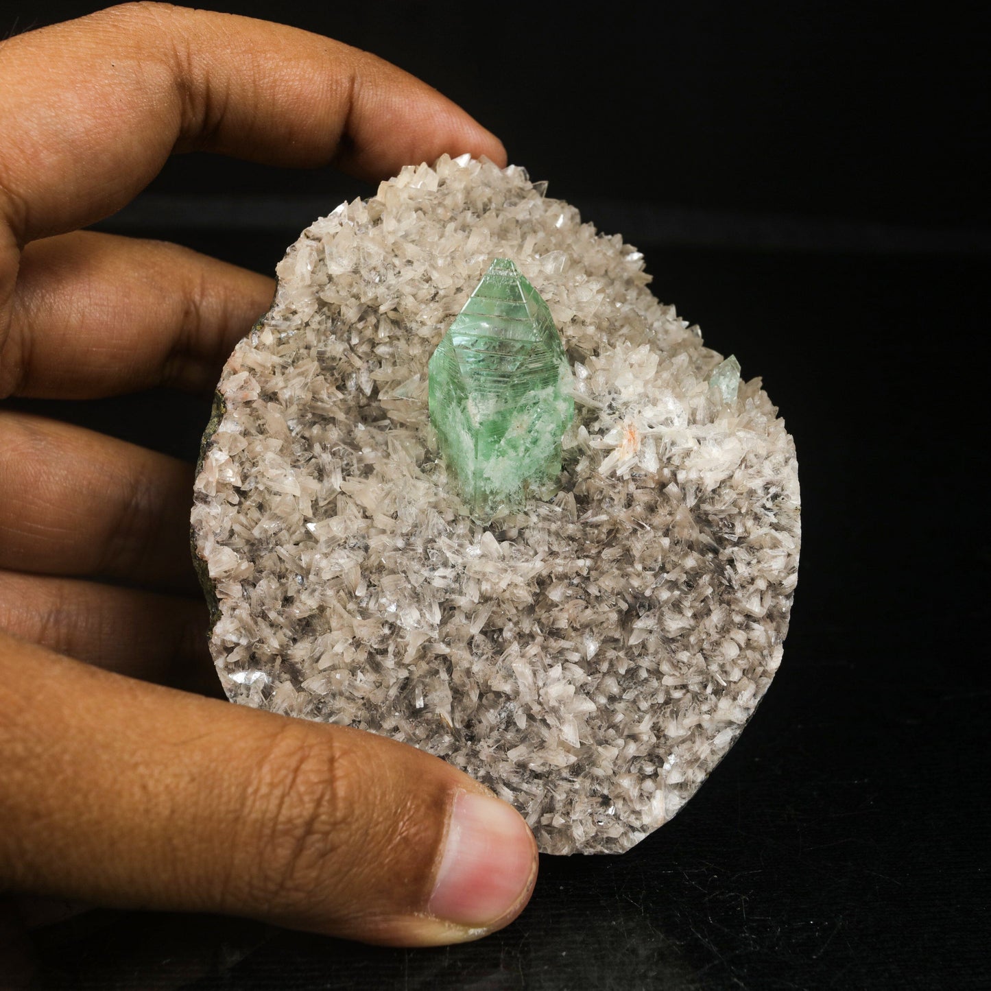 Rare Green Apophyllite with Heulandite Natural Mineral Specimen # B 7054