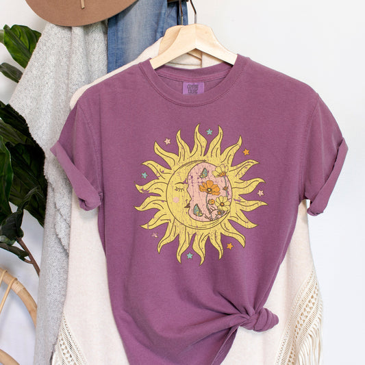 Sun Moon Boho Floral - Comfort Colors Tshirt