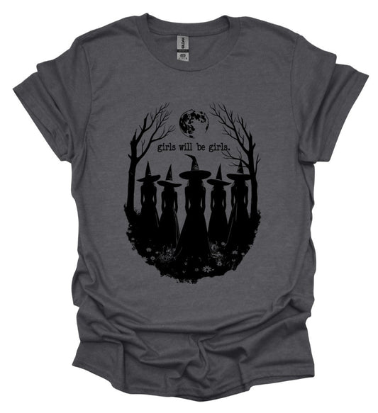 Witch -- Girls will be Girls - Charcoal T-Shirt