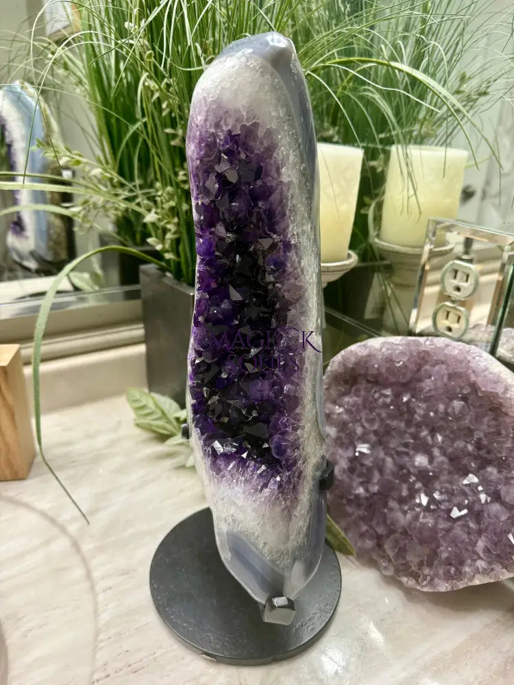 Uruguay Rare DARK Purple Geode on stand -- 15.5 lbs!!
