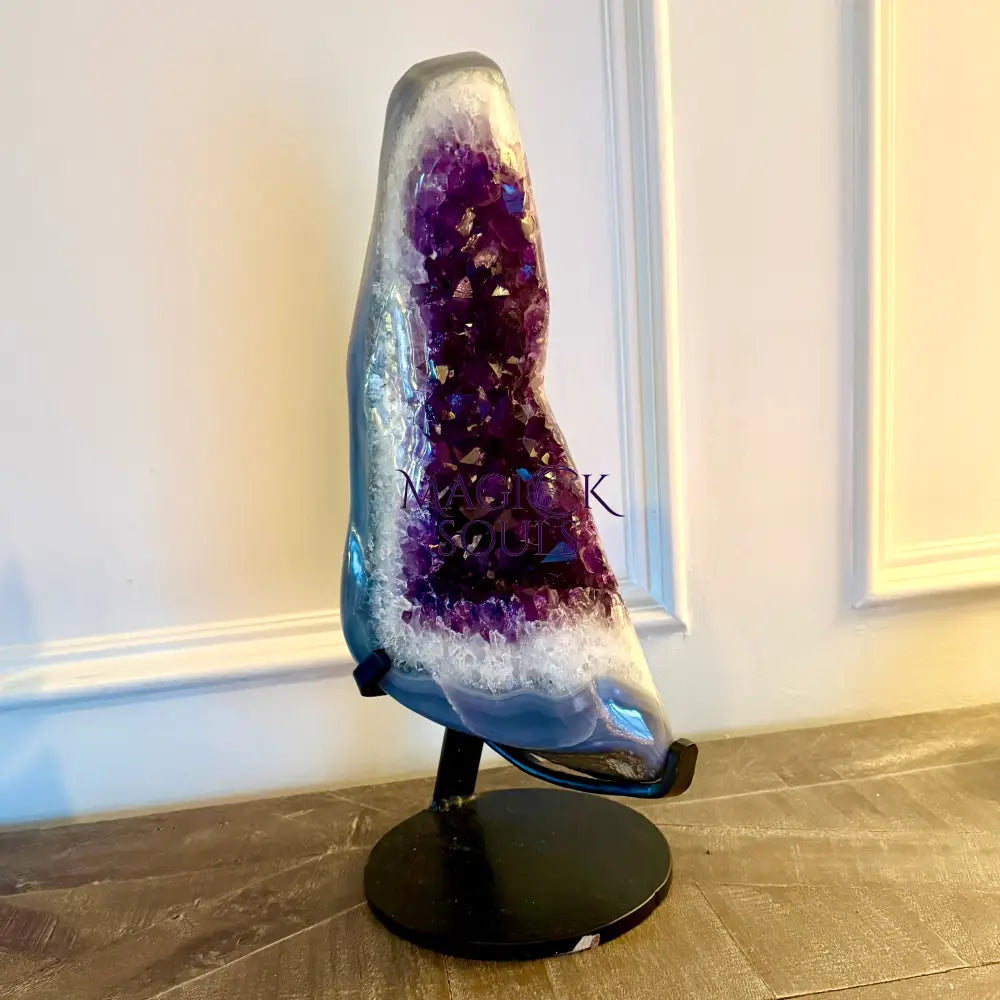 Uruguay Rare DARK Purple Geode on stand -- 15.5 lbs!!