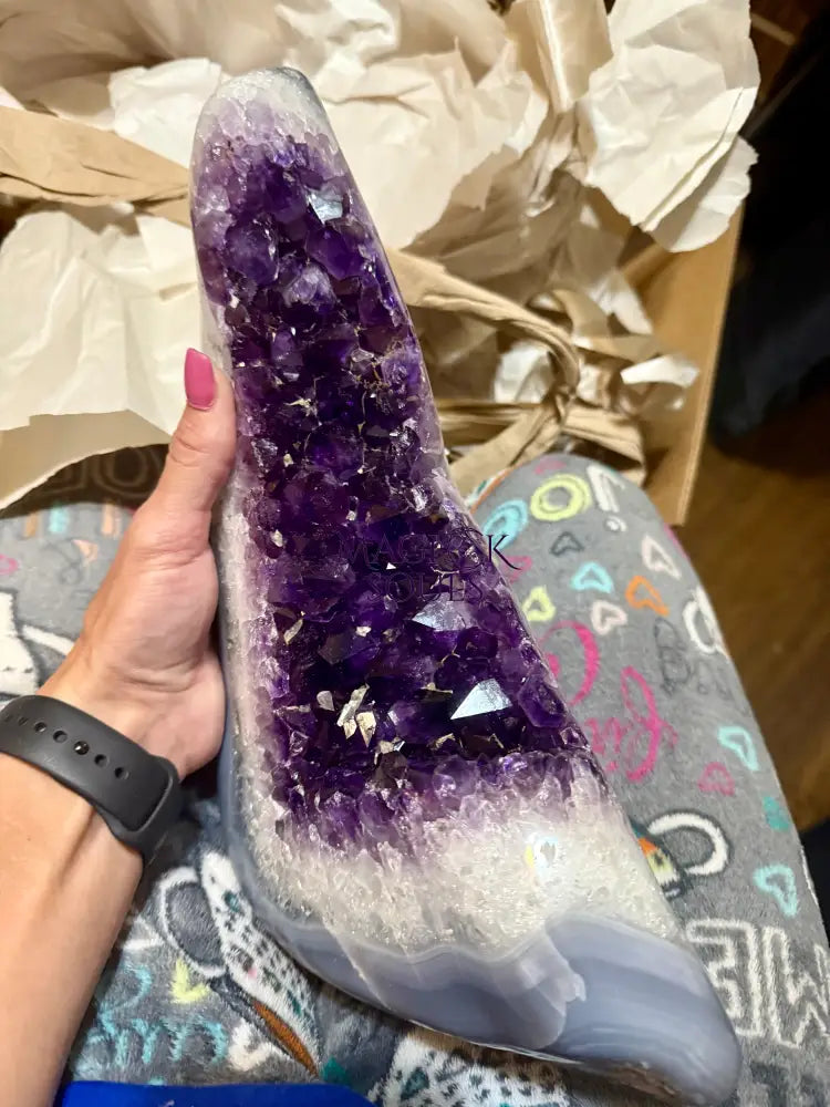 Uruguay Rare DARK Purple Geode on stand -- 15.5 lbs!!