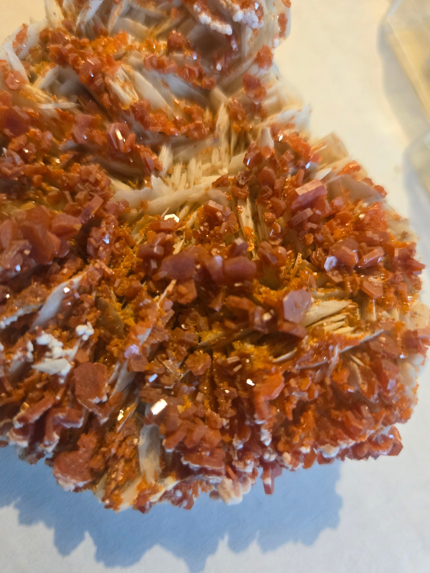 Vanadinite on Barite – Mineral Specimen from Mibladen Morocco