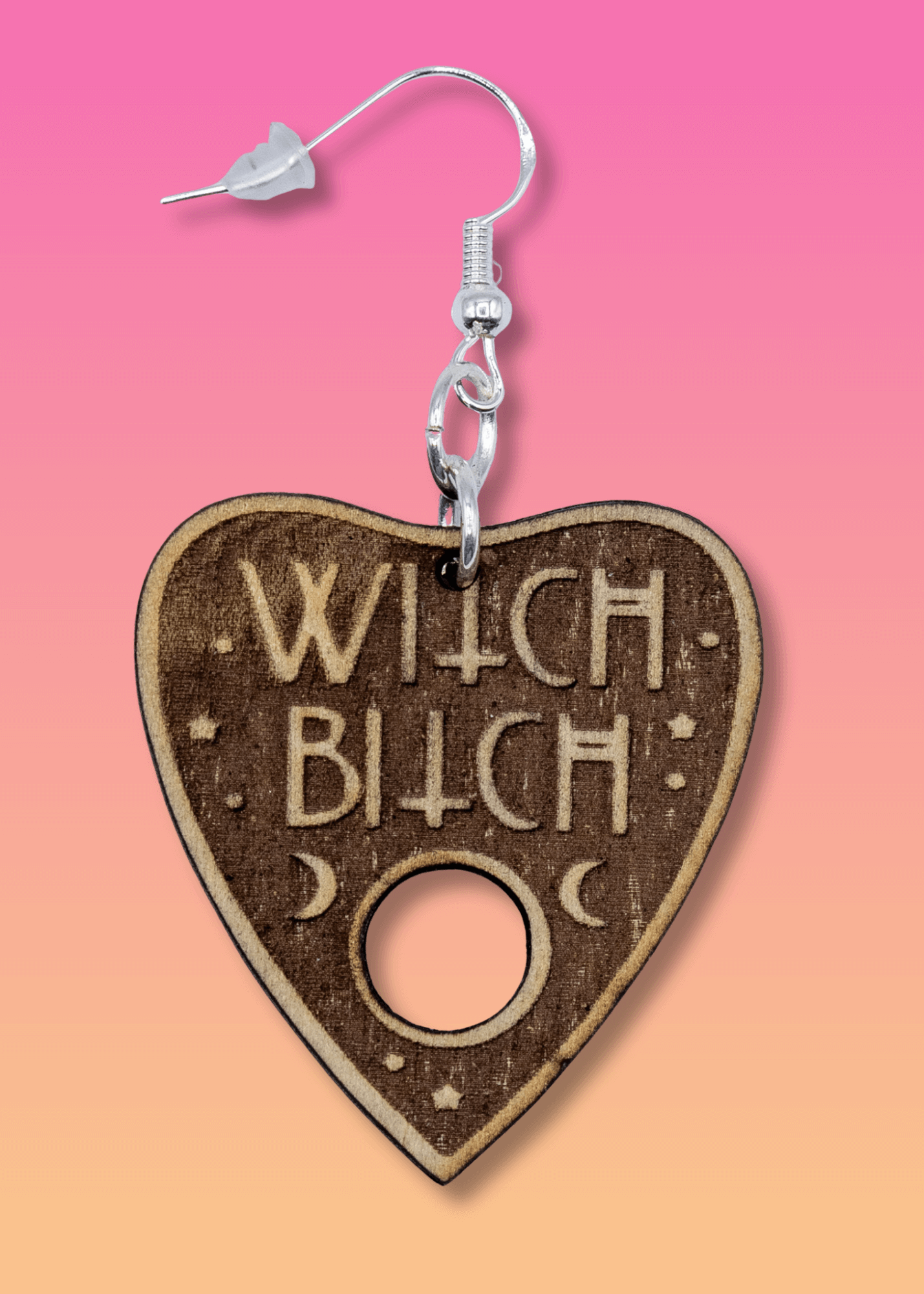 Witch Bitch Planchette Wooden Earrings