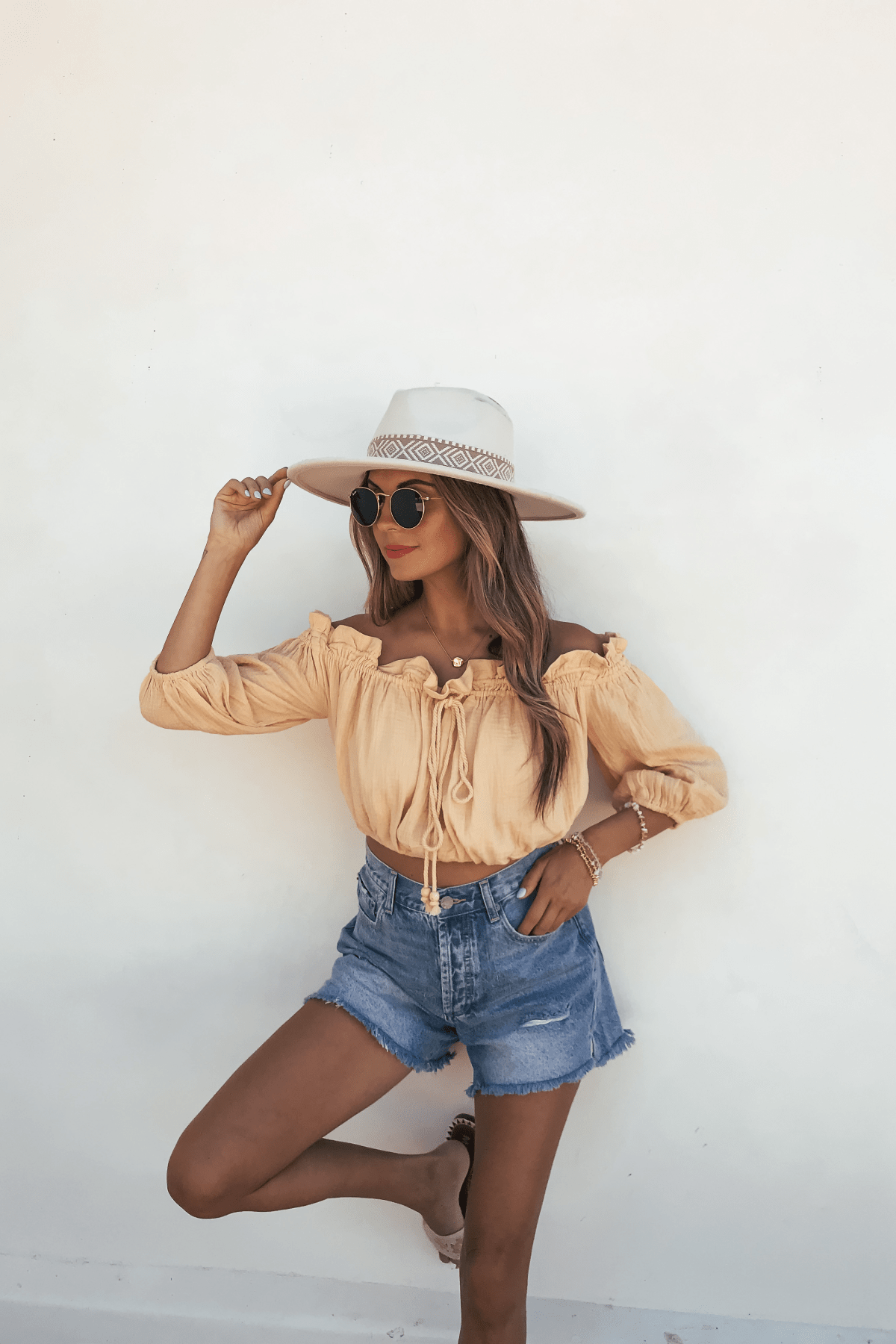 Yellow Bubble Hem Off The Shoulder Top