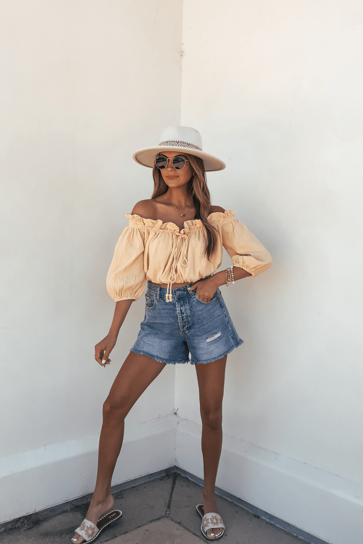 Yellow Bubble Hem Off The Shoulder Top