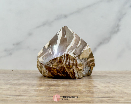 Zebra Jasper Half Rough Cut Base Point – Polished Top for Energy & Balance