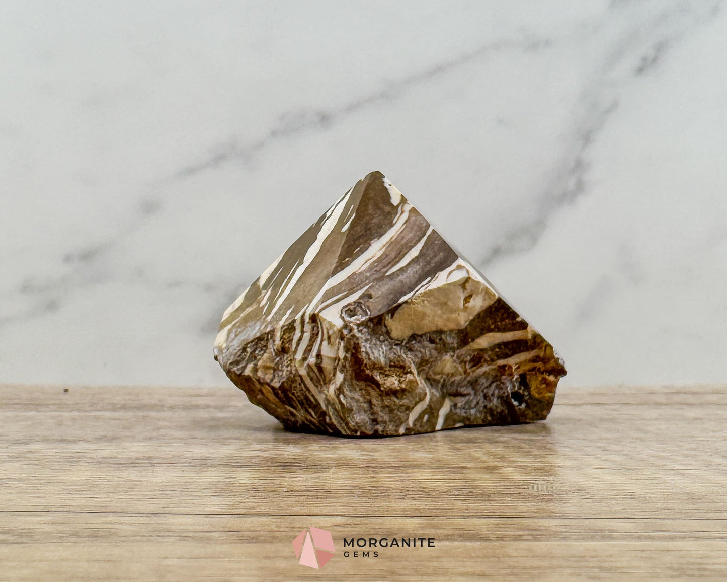 Zebra Jasper Half Rough Cut Base Point – Polished Top for Energy & Balance