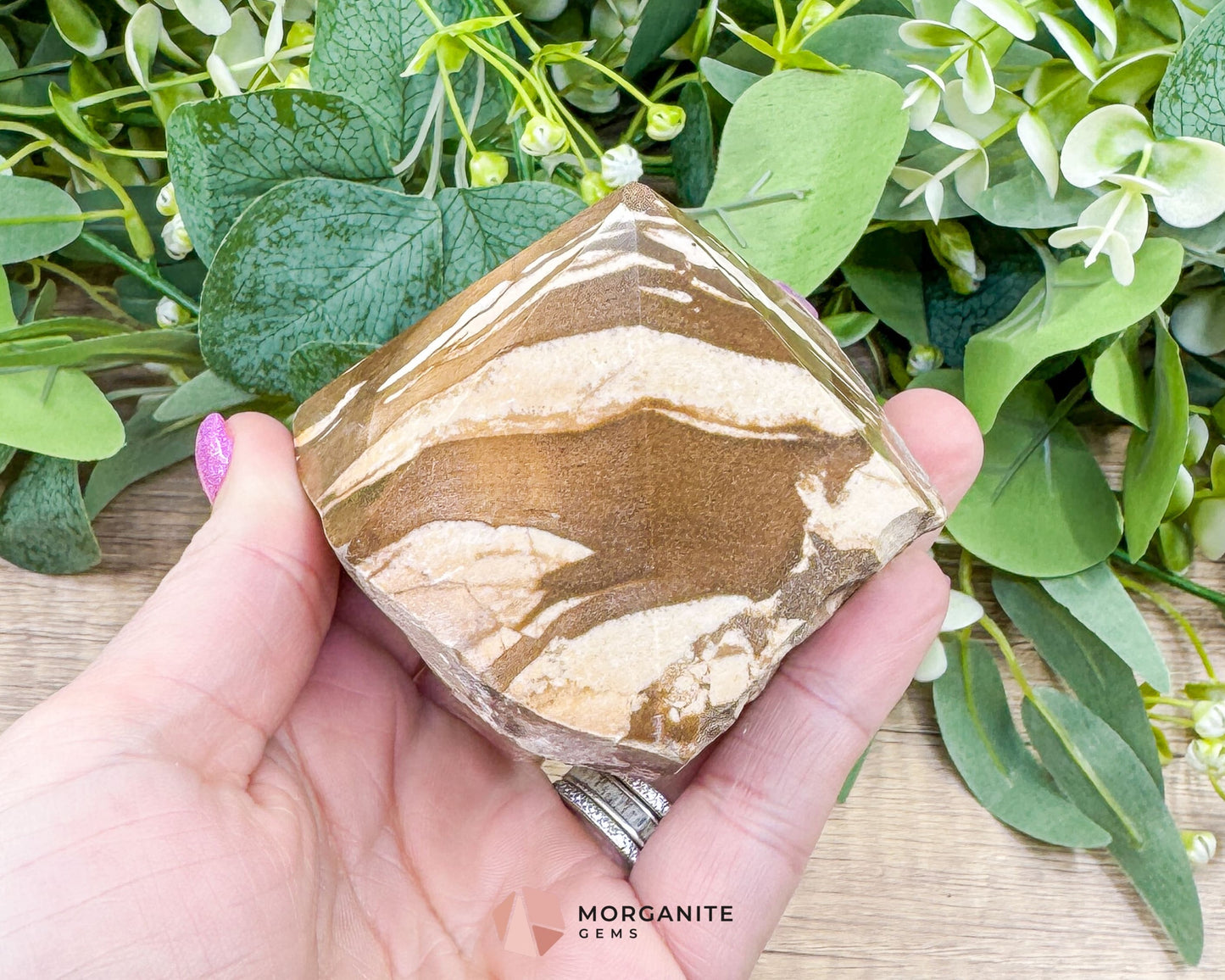 Zebra Jasper Half Rough Cut Base Point – Polished Top for Energy & Balance