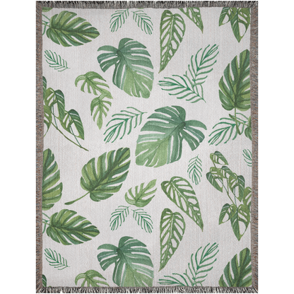 Monstera Woven Blankets For Plant Mom, Plant Lady Or girlfriend. Tropical Home Decor. Picnic Blanket For her. Green Throw blanket. Cute Gift