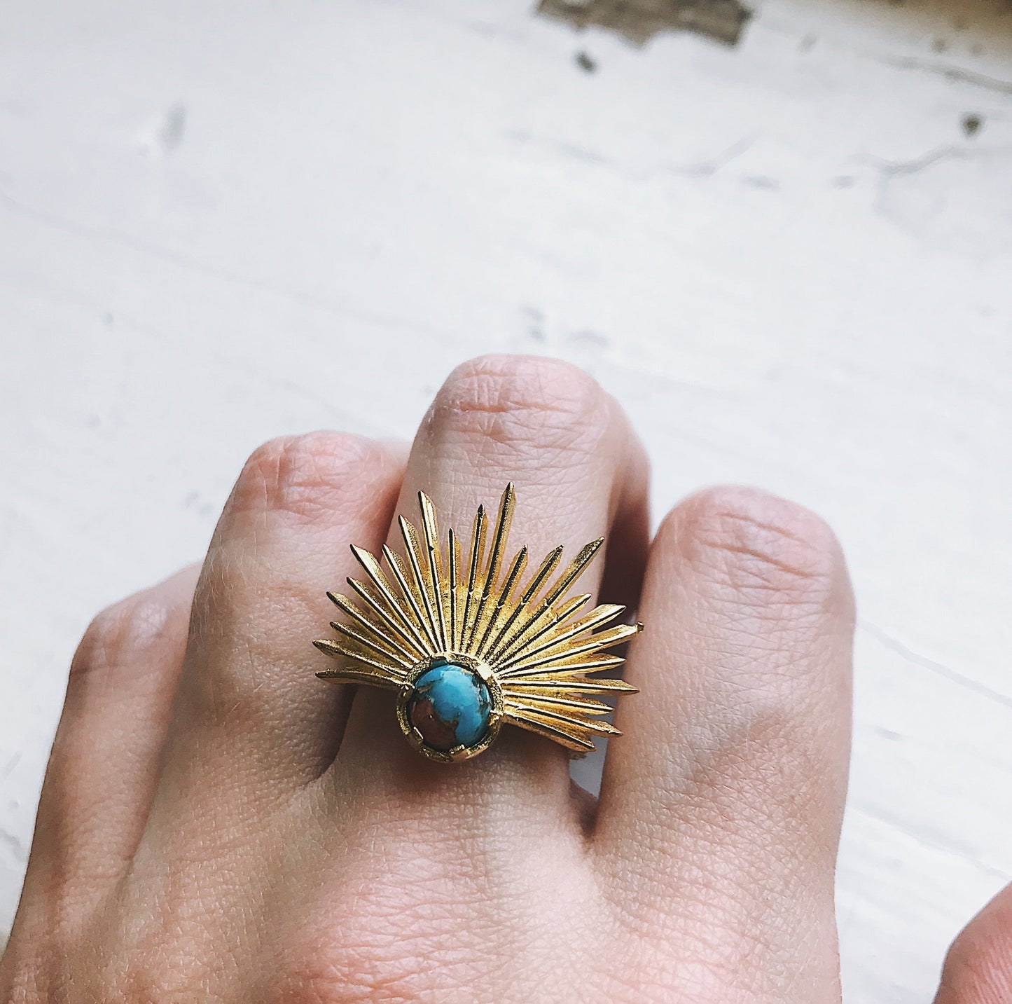 Sun Goddess Ring with Copper Turquoise