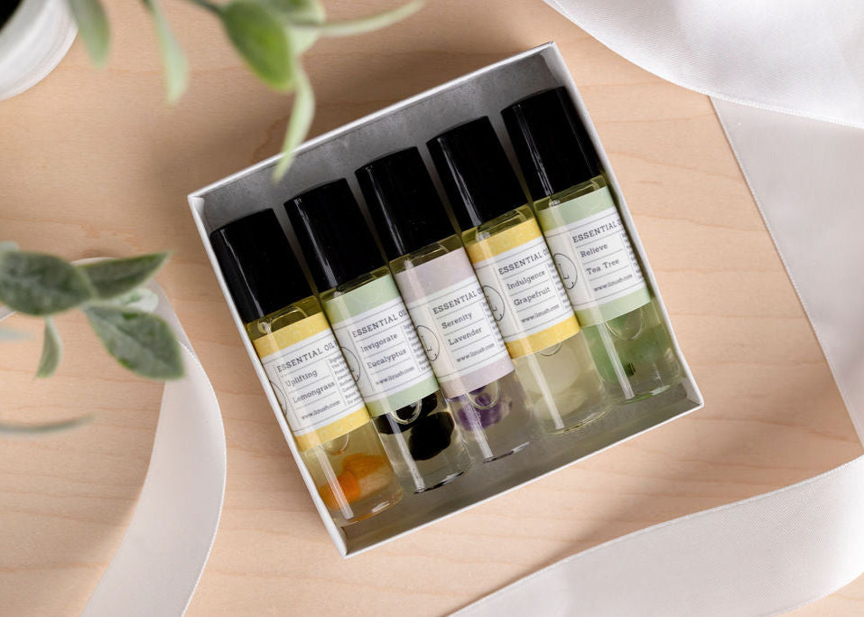 Essential Oils Roll-On with Crystals - set of 5
