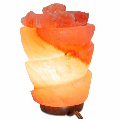 Funnel w/ Chunks Salt Lamp  - 9.5" avg. - Cord, Bulb, Dimmer