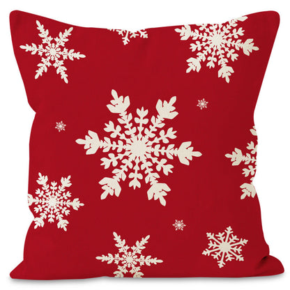 Christmas Snowflake Pillow Cover Linen Checkered Letter Printed Pillow Cover Christmas Theme Cushion Cover