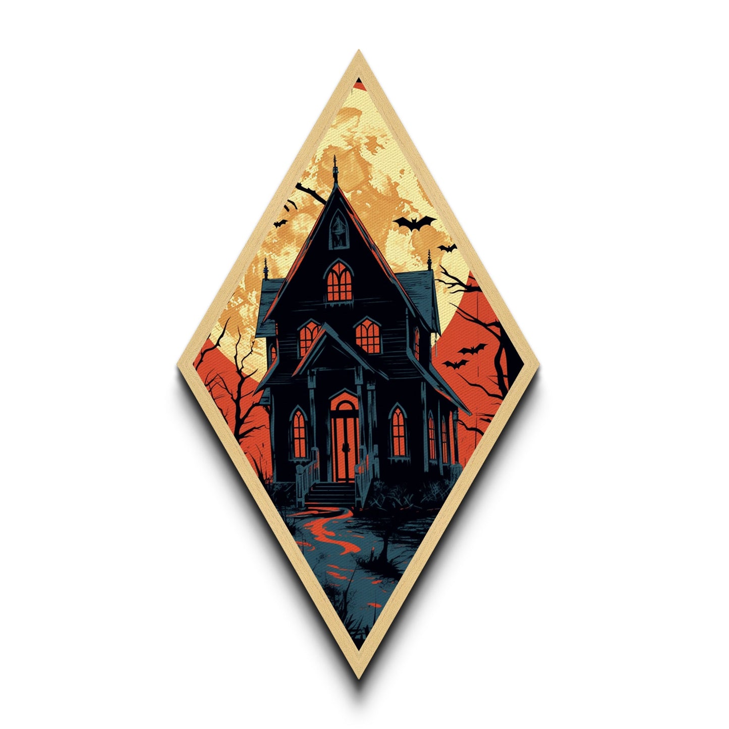 Gothic Haunted House – Canvas Embossed Print or Poster Wall Art