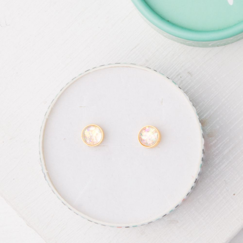 Mina Gold and Opal Stud Earrings