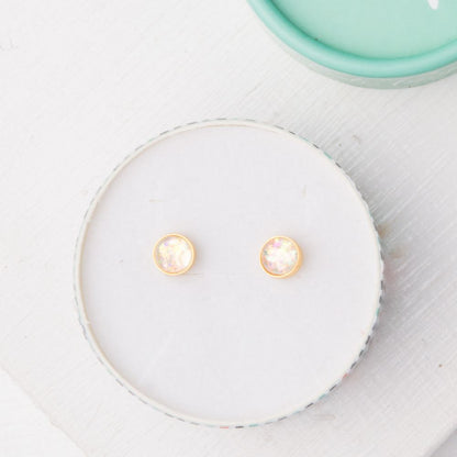 Mina Gold and Opal Stud Earrings