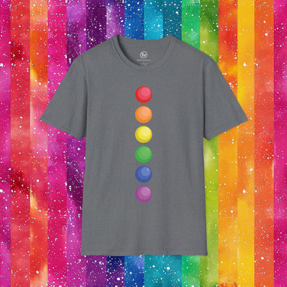 Bespattered Facade Rainbow Dots Unisex Softstyle T-Shirt