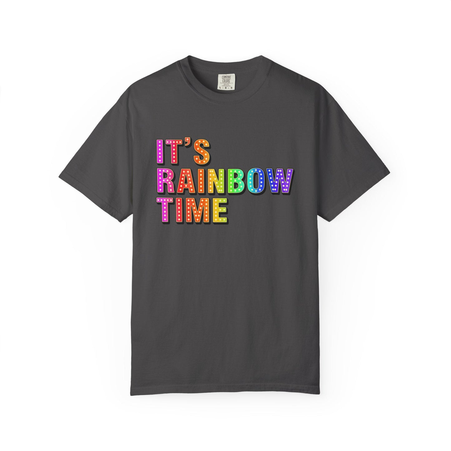 Bespattered Facade It's Rainbow Time Marquee Premium Unisex Comfort Colors Garment Dyed 100% Cotton T-Shirt