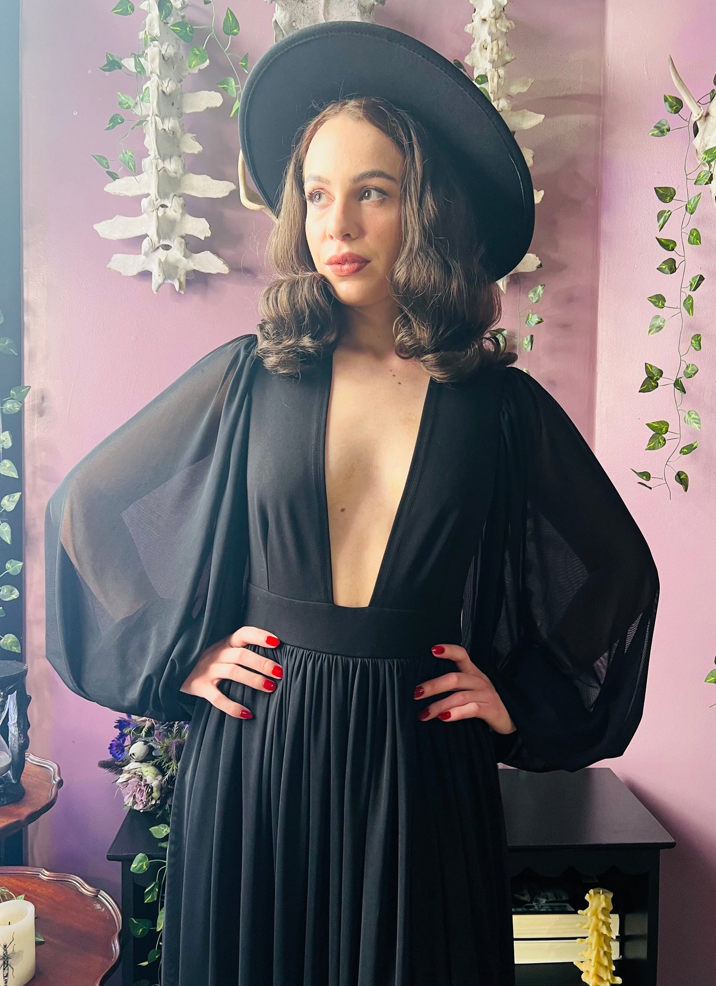 Minerva - Hauntingly Dramatic Mesh Maxi Dress with Built In Shorts  - READY TO SHIP