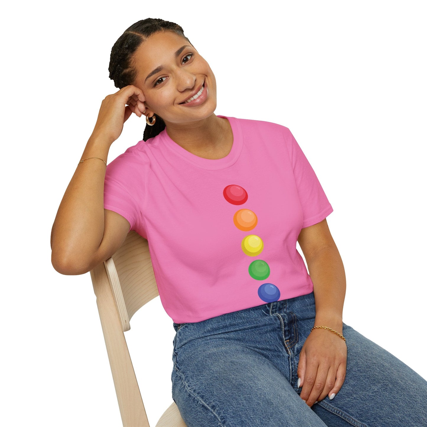 Bespattered Facade Rainbow Dots Unisex Softstyle T-Shirt