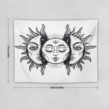 Vintage Solar Sun And Moon Tapestry
