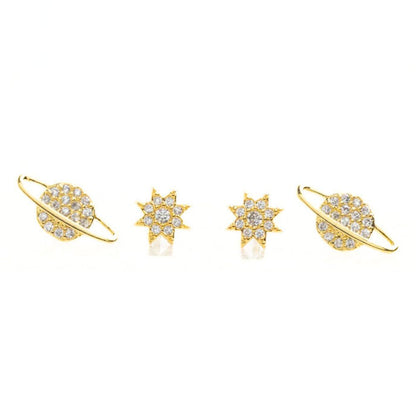 Celestial Orbit Stud Earrings - Set of 2