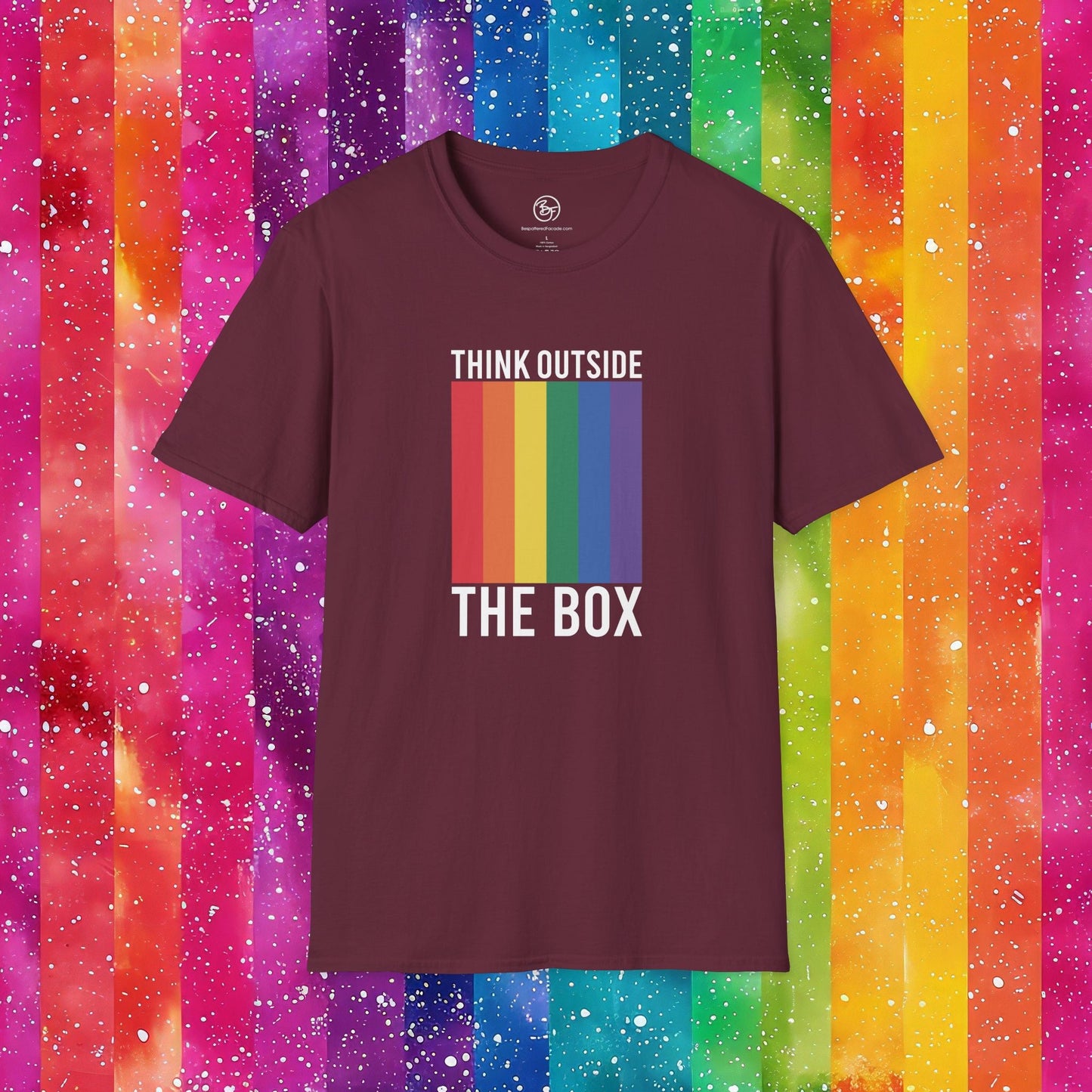 Bespattered Facade Rainbow Think Outside the Box Unisex Softstyle T-Shirt