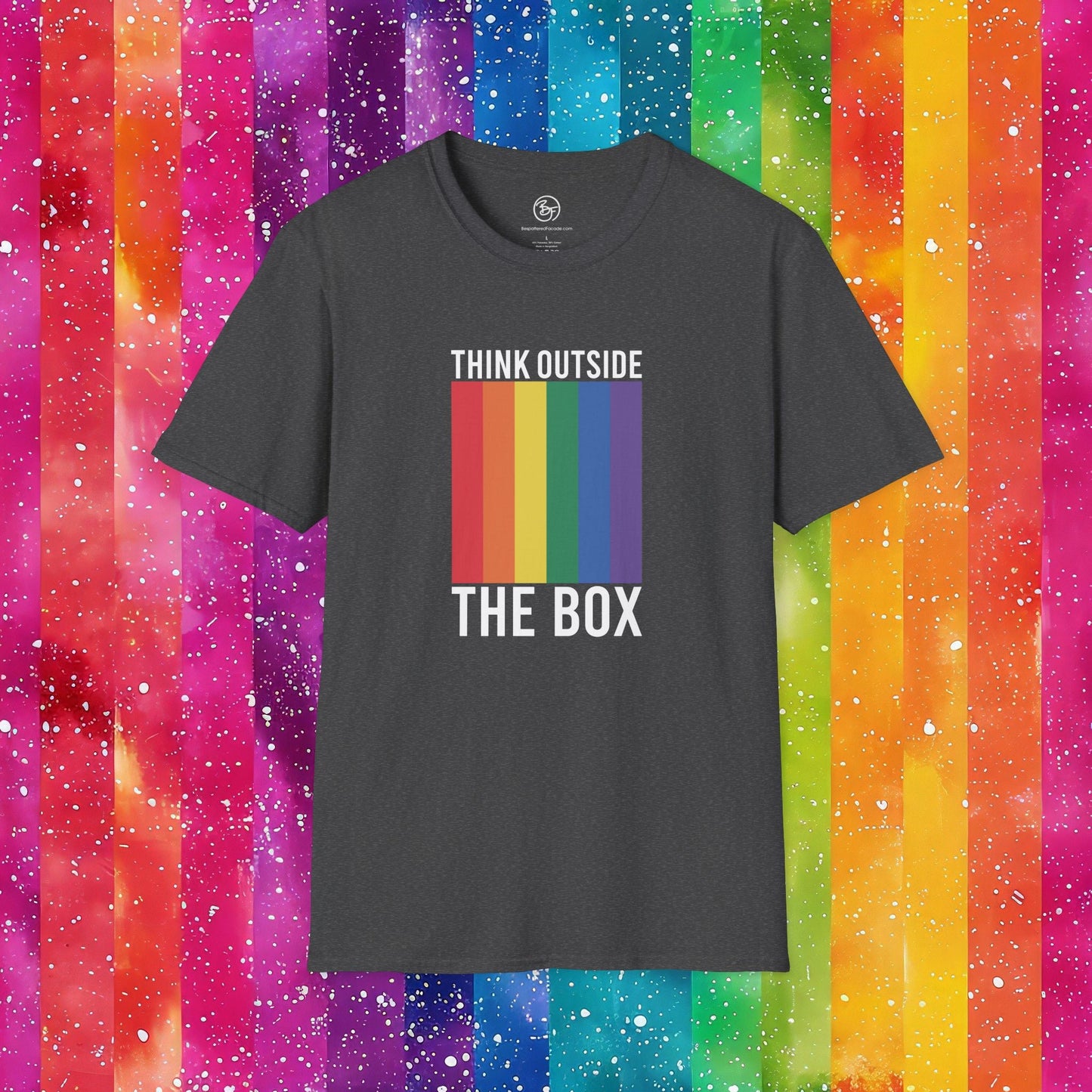 Bespattered Facade Rainbow Think Outside the Box Unisex Softstyle T-Shirt
