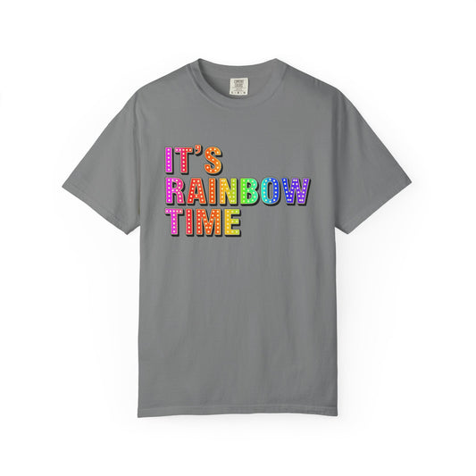 Bespattered Facade It's Rainbow Time Marquee Premium Unisex Comfort Colors Garment Dyed 100% Cotton T-Shirt