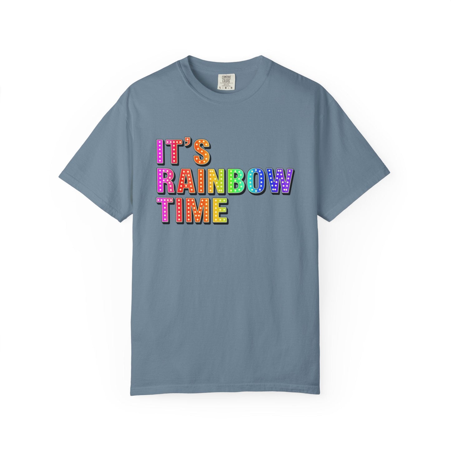 Bespattered Facade It's Rainbow Time Marquee Premium Unisex Comfort Colors Garment Dyed 100% Cotton T-Shirt