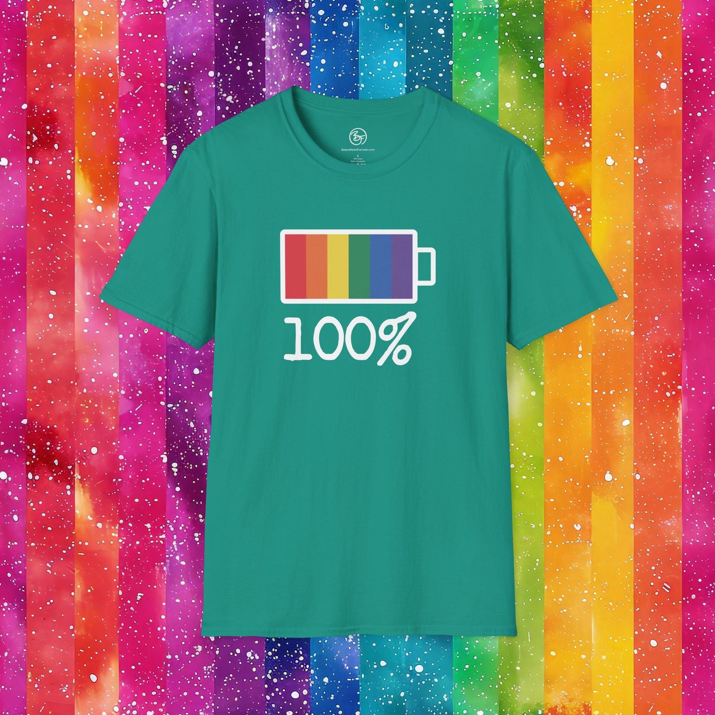 Bespattered Facade Rainbow Battery Unisex Softstyle T-Shirt
