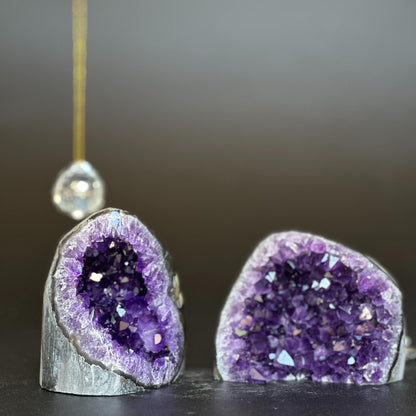 Amethyst clusters with huge Agate layers, 2 pieces set