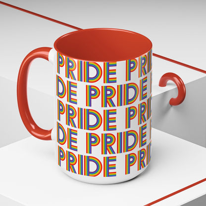 Bespattered Facade Pride Rainbow Ribbon Letters Mug | Eight Colors | 11oz or 15oz