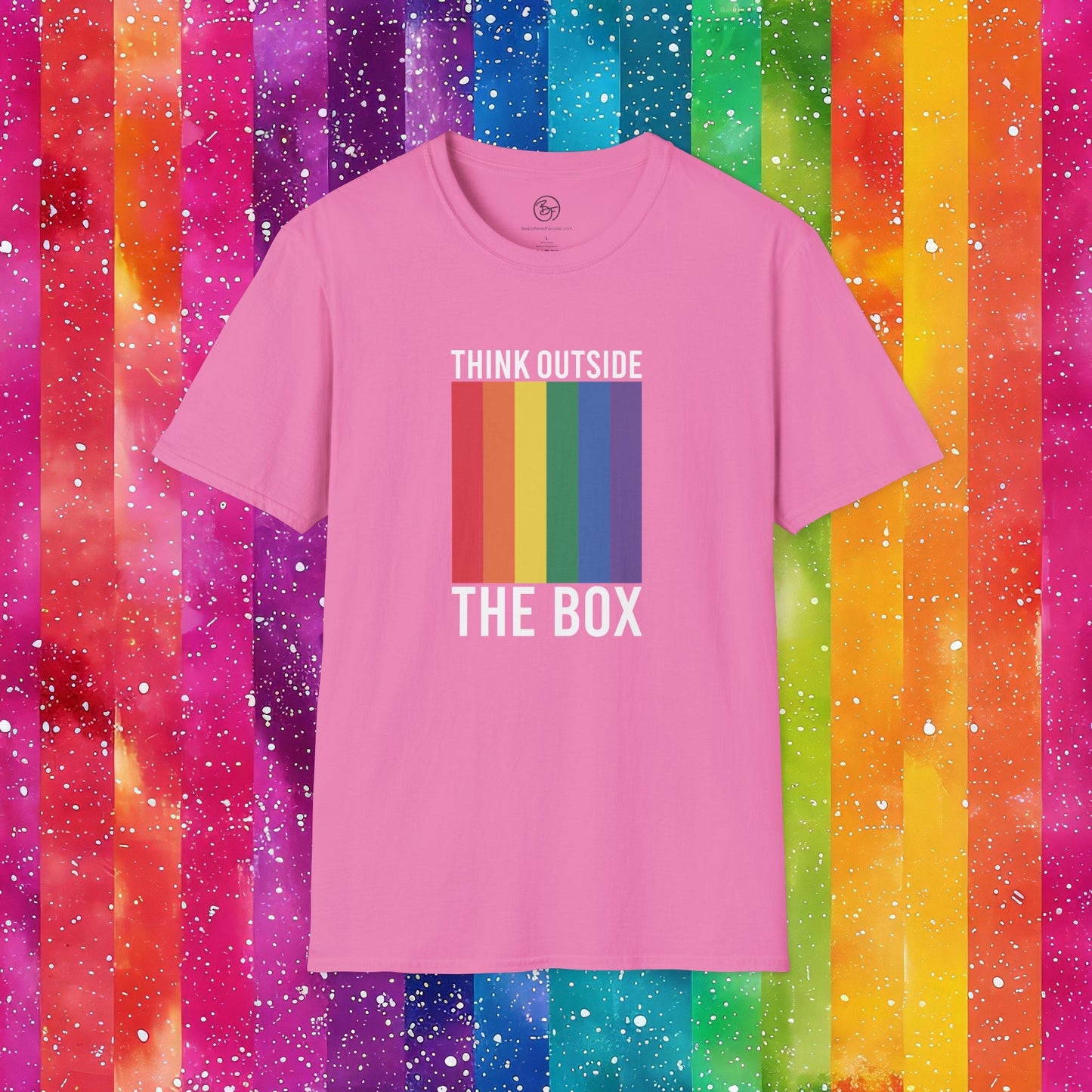Bespattered Facade Rainbow Think Outside the Box Unisex Softstyle T-Shirt