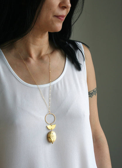 White Turquoise Long Statement Necklace