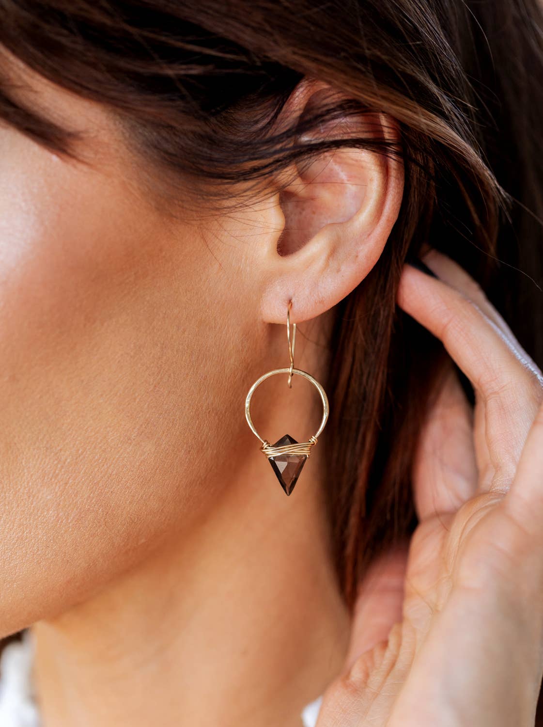 Albatross Earrings in Smoky Quartz