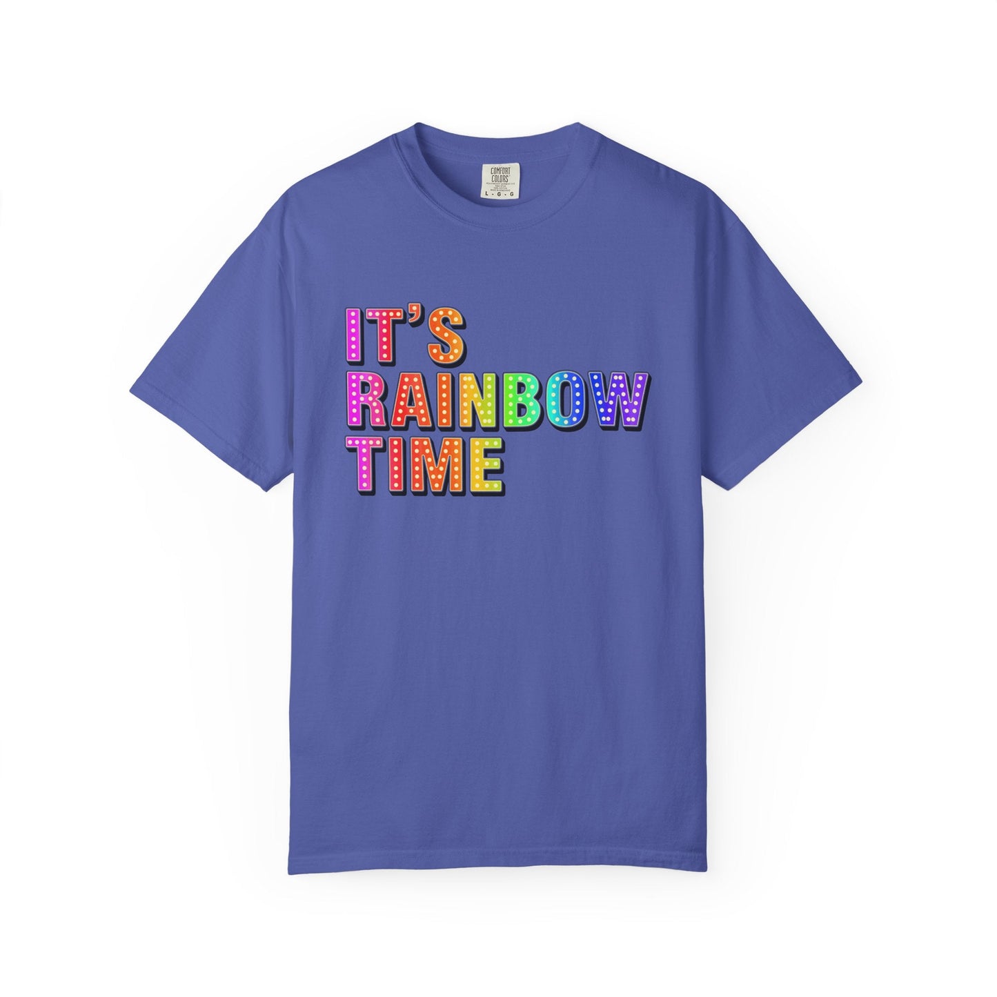 Bespattered Facade It's Rainbow Time Marquee Premium Unisex Comfort Colors Garment Dyed 100% Cotton T-Shirt