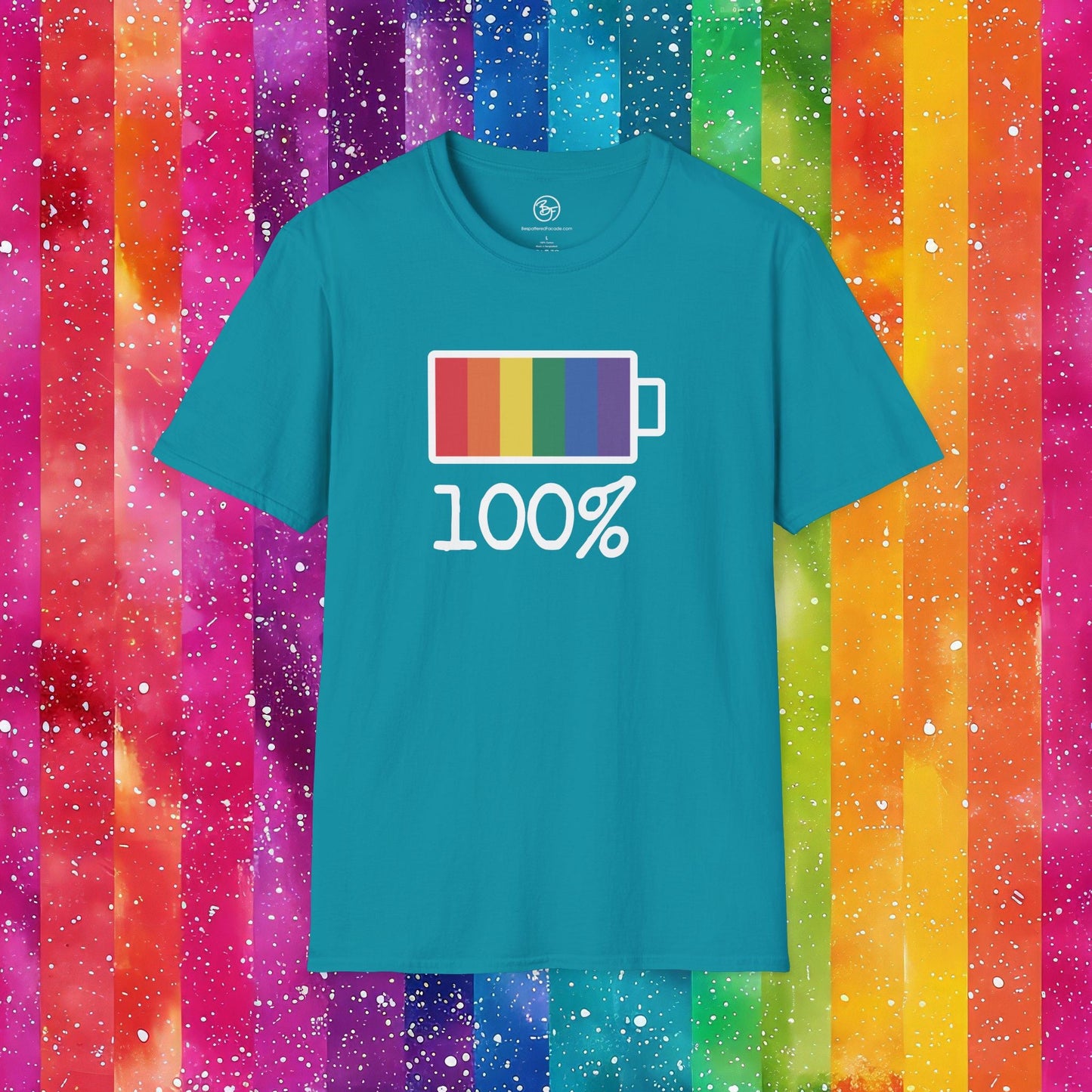 Bespattered Facade Rainbow Battery Unisex Softstyle T-Shirt